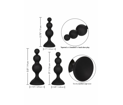 CalExotics Silicone Beaded Anal Kit 3-Piece Graduated Set Black