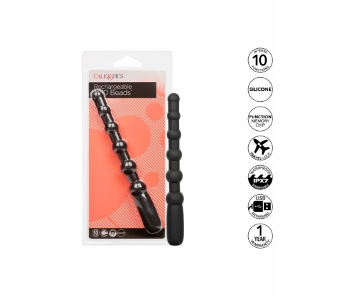 CalExotics Rechargeable X-10 Beads Flexible Silicone 10-Function Black