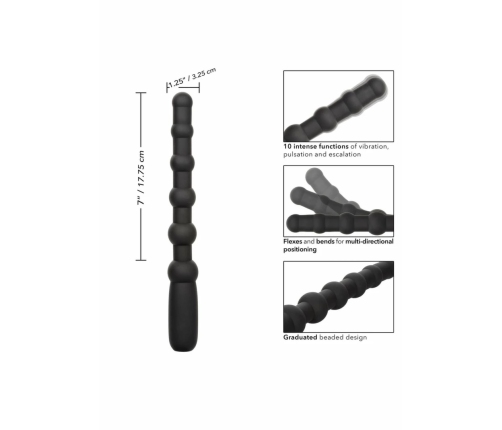 CalExotics Rechargeable X-10 Beads Flexible Silicone 10-Function Black