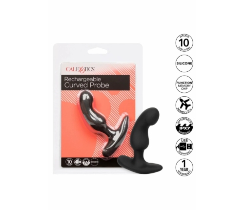 CalExotics Rechargeable Curved Probe Silicone Intimate Device Black