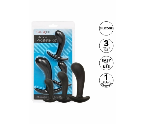 CalExotics Silicone Prostate Kit 3-Piece Set with Pull Handles Black