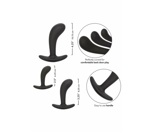 CalExotics Silicone Prostate Kit 3-Piece Set with Pull Handles Black