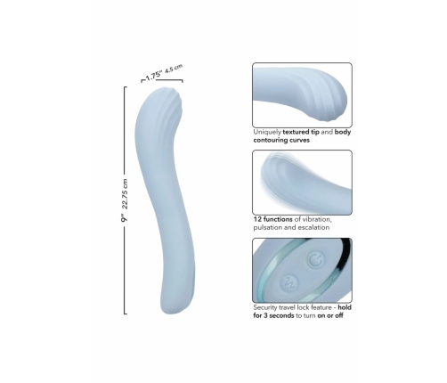 Azure Collection Contoured G Vibrating Massager, 12 Modes, Blue