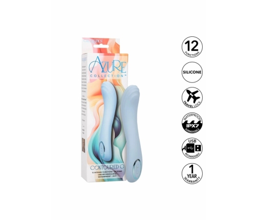 Azure Collection Contoured G Vibrating Massager, 12 Modes, Blue