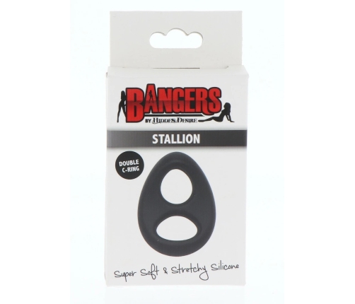 Hidden Desire Stallion C-Ring Soft Silicone Double Support Ring Black