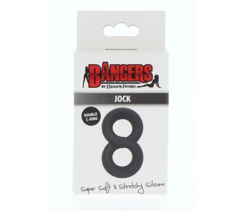 Hidden Desire Jock C-Ring Soft Silicone Double Support Ring Black