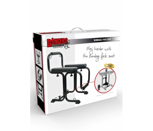 Bangers Bondage Seat with 8 Attachment Points, Padded Armrests, Black