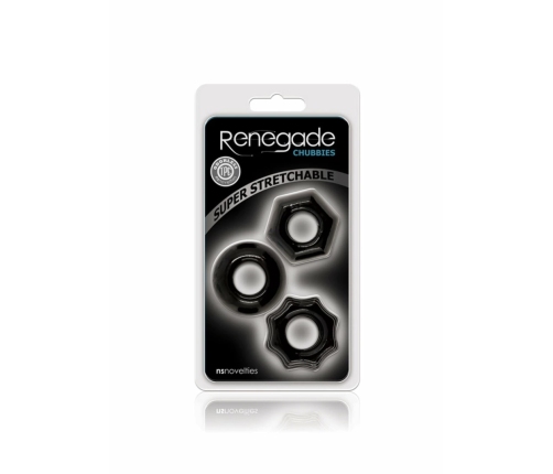 Renegade Chubbies Super Elastic Stackable Rings TPE Black Set