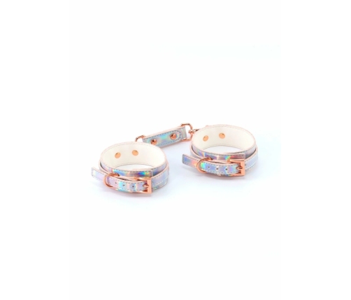 Cosmo Bondage Wrist Cuffs Holographic Vinyl Adjustable Rose Gold