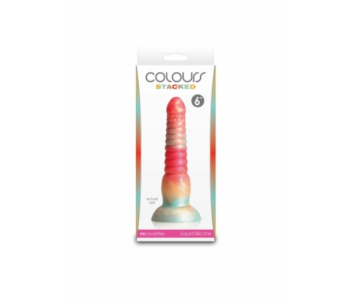 Colours Stacked 6 Inch Silicone Model, Tri-Colored, Satin Surface