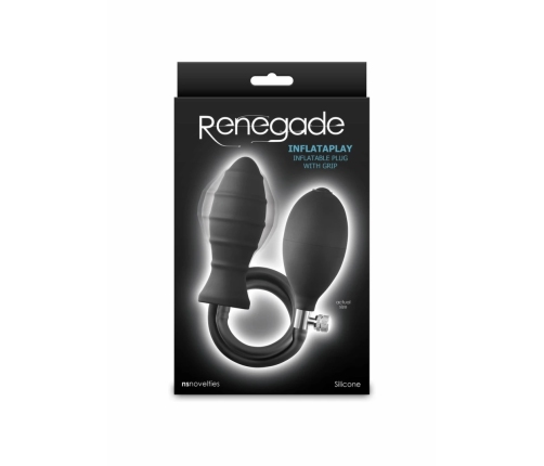 NS Novelties Renegade InflataPlay Inflatable Plug with Rigid Core, Black, Medium