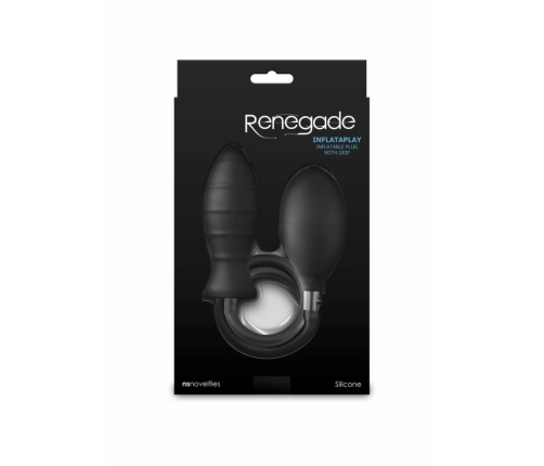 NS Novelties Renegade InflataPlay Inflatable Plug with Rigid Core, Black, Medium