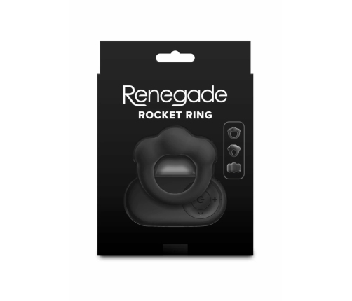 Rocks-Off Rocket Ring Rechargeable Vibrating Silicone Black