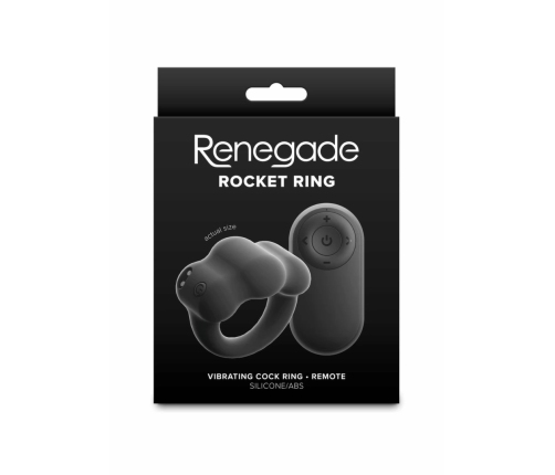 Rocks-Off Rocket Ring Rechargeable Vibrating Silicone Black