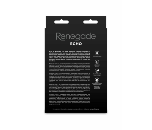 NS Novelties Renegade Echo Prostate Plug - Silicone, Remote-Controlled, Rechargeable
