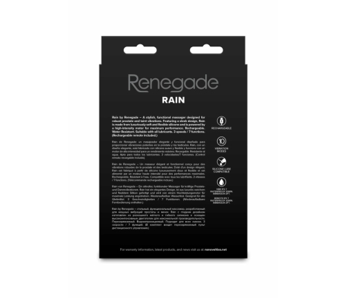 Renegade Rain Prostate Plug Silicone Intimate Massager Rechargeable