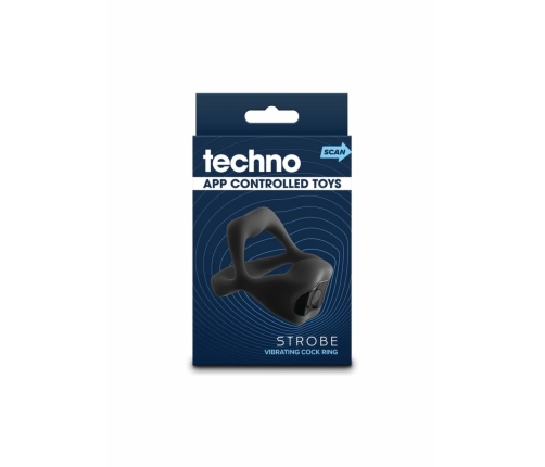 Techno Strobe Rechargeable Vibrating Ring with App Control, Black