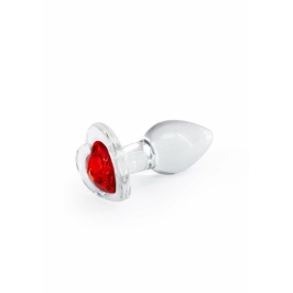 Crystal Desires Red Heart Small Glass Plug - Borosilicate, Compact Size