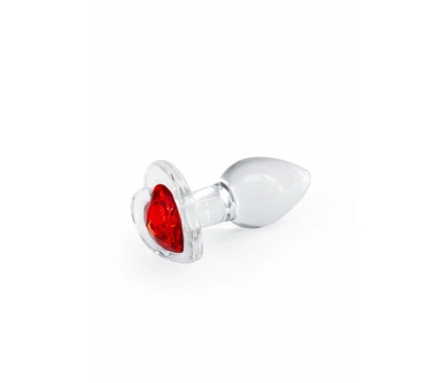 Crystal Desires Red Heart Small Glass Plug - Borosilicate, Compact Size