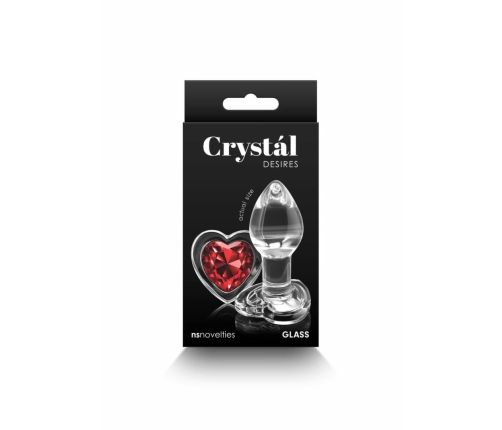 Crystal Desires Red Heart Small Glass Plug - Borosilicate, Compact Size