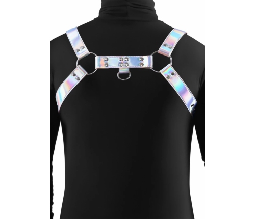 Cosmo Harness Dare Adjustable Vinyl Chest Harness Silver Hardware S/M