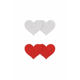 NS Novelties Pretty Pasties Glitter Hearts 2 Pair - Sparkling Adhesive Covers