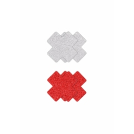 NS Novelties Pretty Pasties Glitter Cross 2 Pair - Sparkling Adhesive Covers