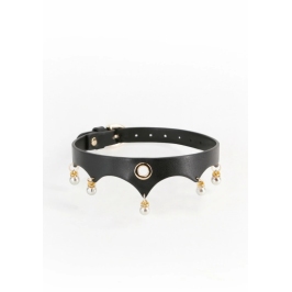 Fetish & Fashion Jezebel Collar Gold Accents Adjustable 11.5-16in