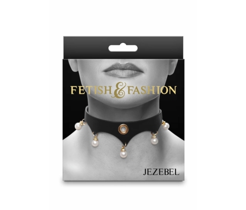 Fetish & Fashion Jezebel Collar Gold Accents Adjustable 11.5-16in