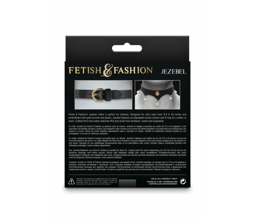 Fetish & Fashion Jezebel Collar Gold Accents Adjustable 11.5-16in