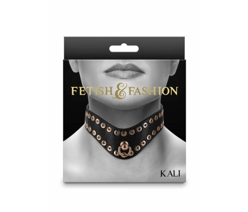 Fetish & Fashion Kali Collar Gold Studs Adjustable PU 11.5-16in
