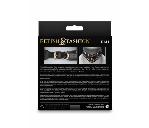 Fetish & Fashion Kali Collar Gold Studs Adjustable PU 11.5-16in