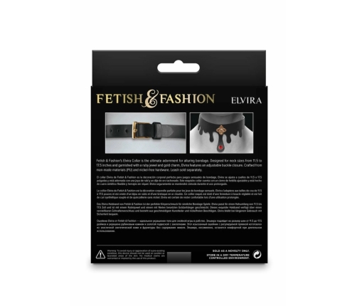 Fetish & Fashion Elvira Collar Adjustable PU Ruby Jewel Gold Charm