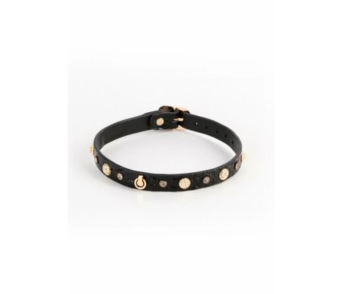 Fetish & Fashion Alina Collar Adjustable PU Crystal Gold Sun 29-44cm
