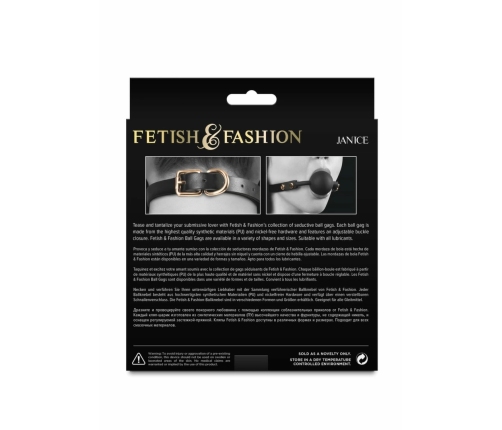 Fetish & Fashion Janice Gag Adjustable PU Ball Gag Black