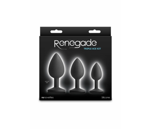 Renegade Triple Ace Kit Silicone Plug Set with Suction Base, 3 Sizes