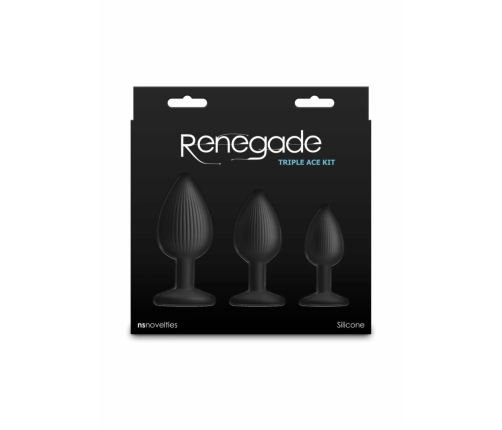 Renegade Triple Ace Kit Silicone Plug Set with Suction Base, 3 Sizes