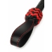 Ouch! Cat-o-Nine Tails Leather Whip with Studded Tails Black/Red