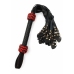 Ouch! Cat-o-Nine Tails Leather Whip with Studded Tails Black/Red