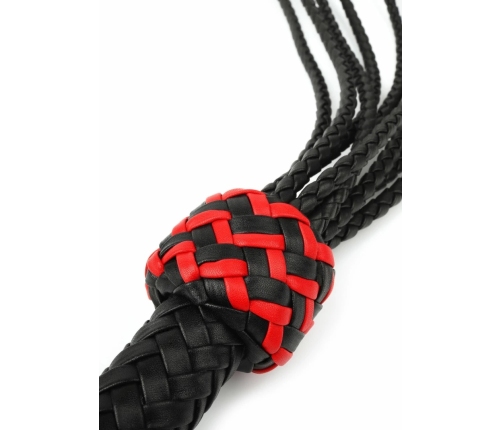 Genuine Leather Roses Whip - Elegant Red Rose Design, Braided Handle