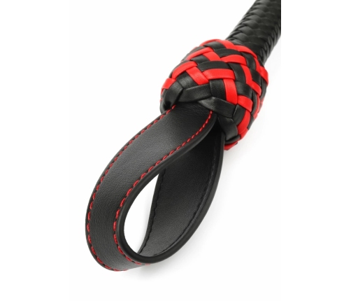 Genuine Leather Roses Whip - Elegant Red Rose Design, Braided Handle