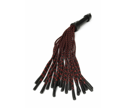 Hidden Desire Genuine Leather Knot Flogger 55cm Black-Red Handle
