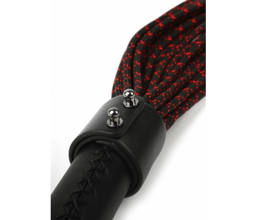 Hidden Desire Genuine Leather Knot Flogger 55cm Black-Red Handle
