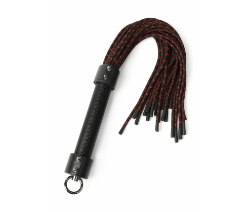 Hidden Desire Genuine Leather Knot Flogger 55cm Black-Red Handle