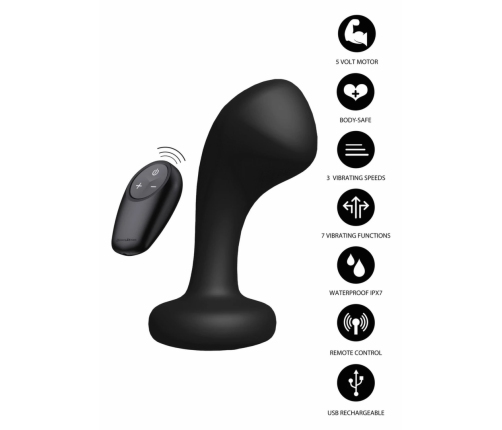 Bullshead Power Anal Plug Remote Control Silicone Black USB-C