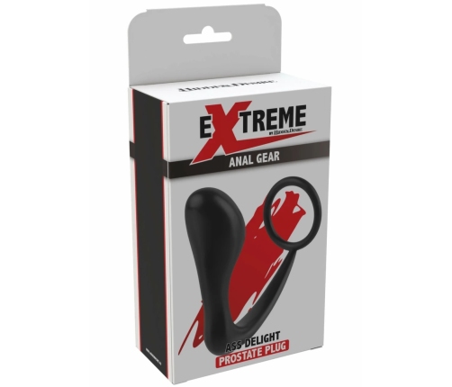 Ass Delight Prostate Plug Silicone Comfort Ring Black 12 cm