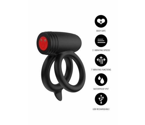 EXTREME Elite Power Twin C-Ring Black Silicone Dual Support System