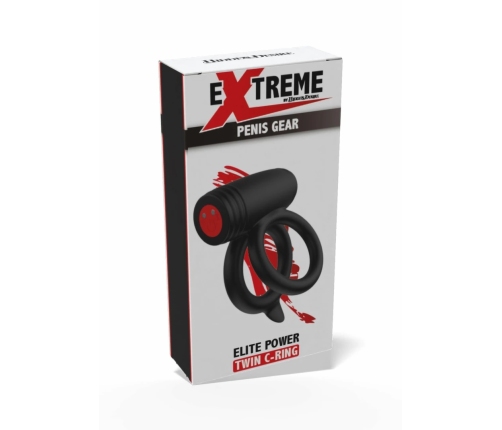 EXTREME Elite Power Twin C-Ring Black Silicone Dual Support System