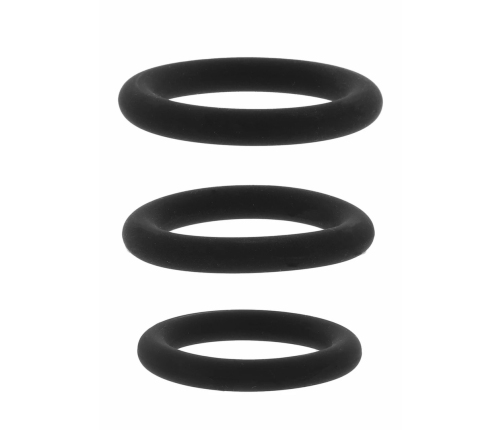 Stamina Starter C-Rings 3 Pcs Set - Liquid Silicone, Multi-Size, Black