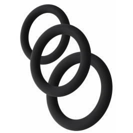 Stamina Starter C-Rings 3 Pcs Set - Liquid Silicone, Multi-Size, Black Stamina Starter C-Rings 3 Pcs Set - Liquid Silicone, Multi-Size, Black